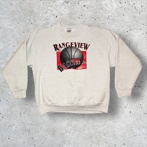 Vtg Rangeview HS CO Raiders Basketball Sweatshirt XL Fruit Loom Gray Red